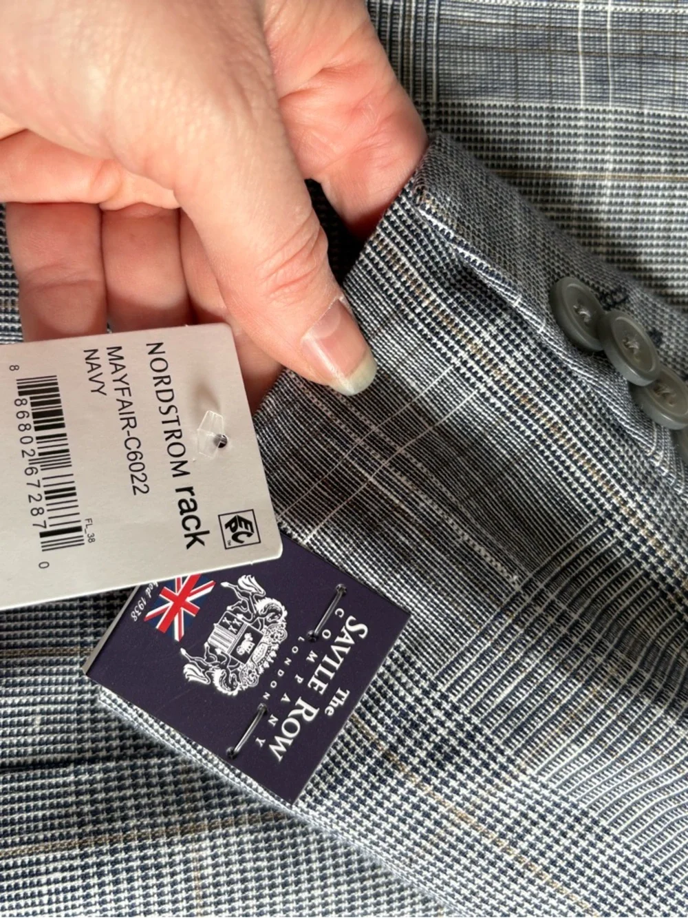 NWT Saville Row men’s linen blazer jacket navy Brit Skinny fit 44L